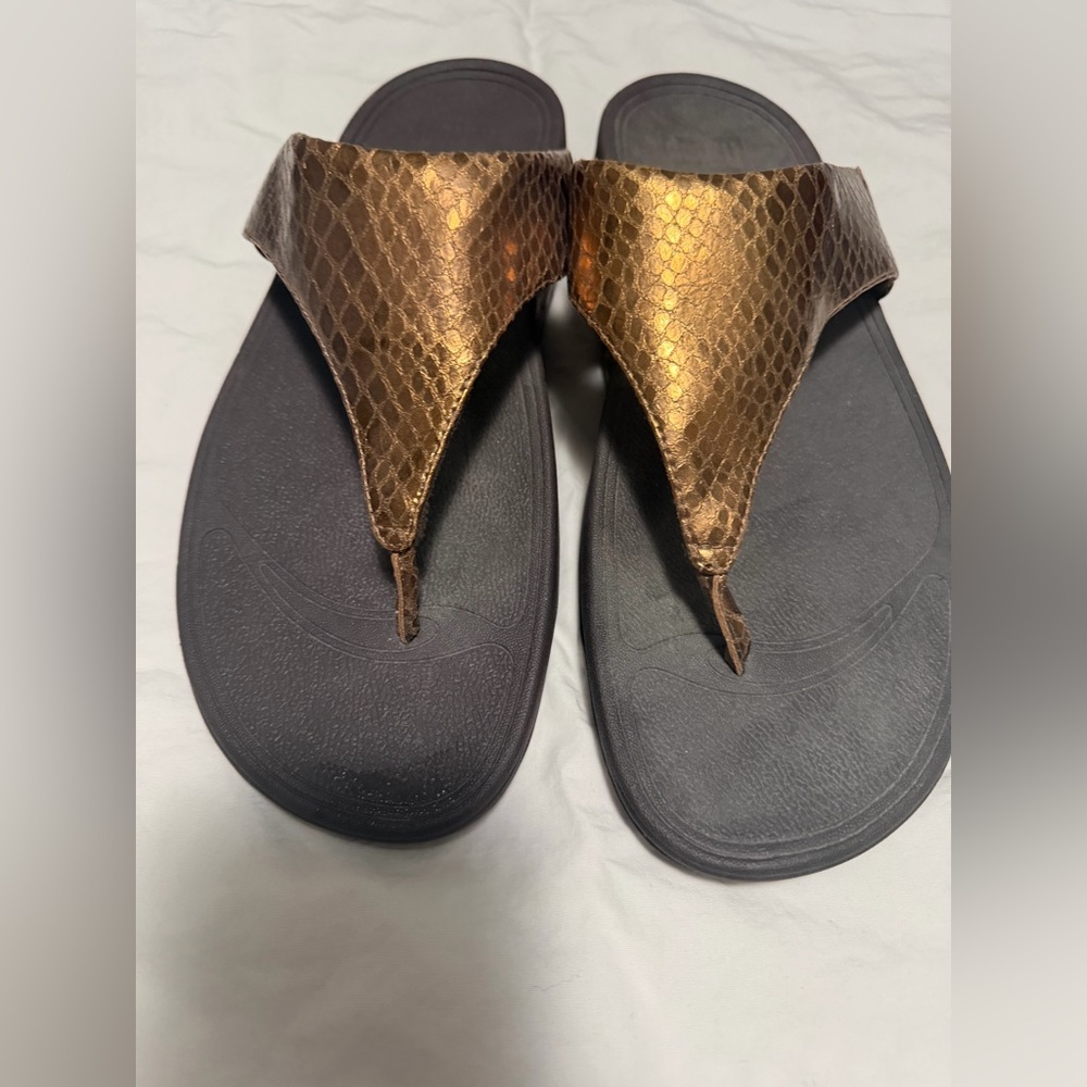 Fitflop bronze metallic Black Footbed Sandal (US 10 / EU 42)